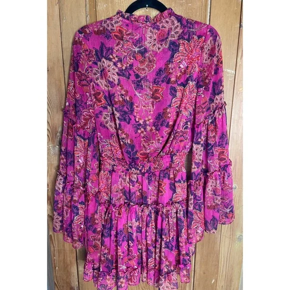 Misa Los Angeles Leeva fushia batik floral mini dress NWOT - Picture 3 of 12